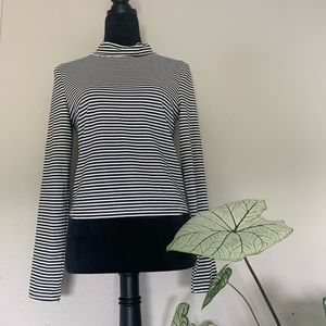 Black and white striped, long sleeve, mock neck Romwe Size large